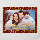 Moderne foto Kerstmis Jezus kruis rood Folie Feestdagen Briefkaart (Voorkant)