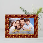 Moderne foto Kerstmis Jezus kruis rood Folie Feestdagenkaart (Staand Voorkant)