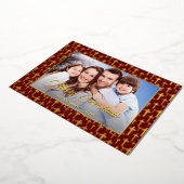 Moderne foto Kerstmis Jezus kruis rood Folie Feestdagenkaart (Gedraaid)