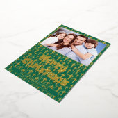 Moderne foto kerstscript Jezus cross-groen Folie Feestdagenkaart (Gedraaid)