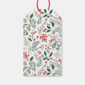 Moderne foto kerstscript rode bessen cadeaulabel (Achterkant)