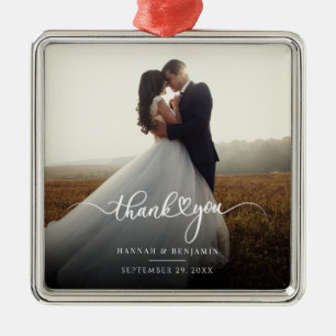 Moderne foto kerstvakantie Dank u Metalen Ornament