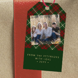 Moderne foto Kerstvakantie familie Cadeaulabel