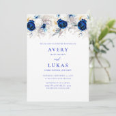 Moderne foto Koninklijke Blauwe & Witte Bloemen Br Kaart (Staand voorkant)