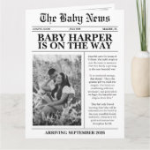 Moderne Foto Krant Baby Shower Kaart (Voorkant)