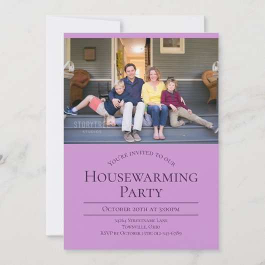 Moderne foto lavender Paars Housewarming Kaart (Voorkant)