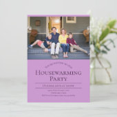 Moderne foto lavender Paars Housewarming Kaart (Staand voorkant)
