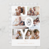 Moderne foto Layout Joy Typographic Snowflake Feestdagenkaart (Voorkant / Achterkant)