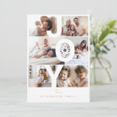 Moderne foto Layout Joy Typographic Snowflake Feestdagenkaart (Staand voorkant)
