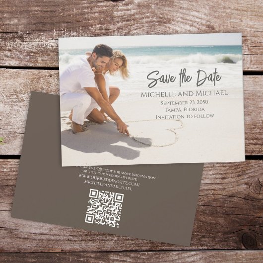 Moderne Foto legant Save the Date Script QR Code
