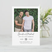 Moderne Foto LGBTQ Trouwherinnering Save The Date (Staand voorkant)