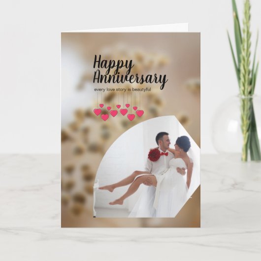 Moderne foto Liefde Man Vrouw Gelukkig Jubileum Kaart (Voorkant)