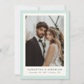 Moderne Foto Lijst Mint Green Wedding Aankondiging (Voorkant)