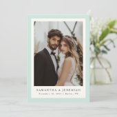 Moderne Foto Lijst Mint Green Wedding Aankondiging (Staand voorkant)