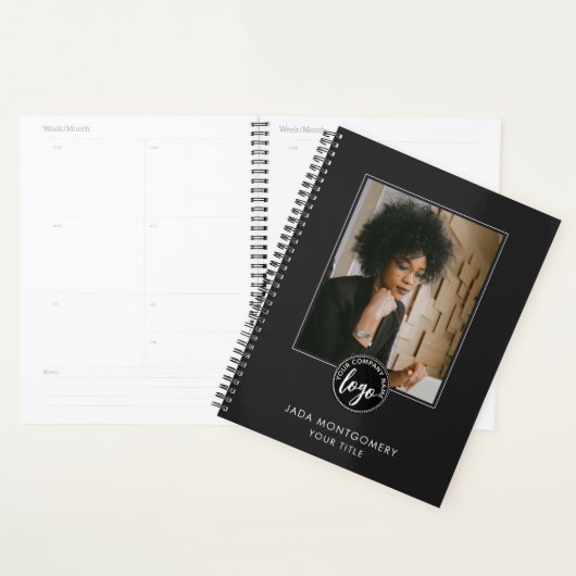 Moderne foto Logo Minimalistische Black Business Planner (Display)