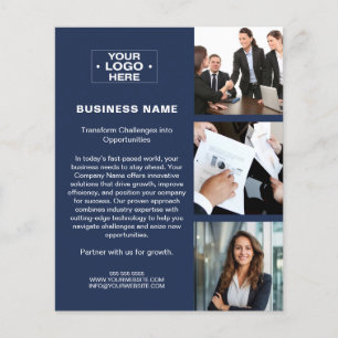 Moderne Foto Logo QR Navy Blue Corporate Business Flyer