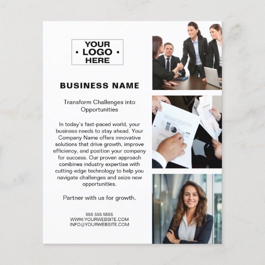 Moderne Foto Logo QR Wit Bedrijf Flyer (Voorkant)