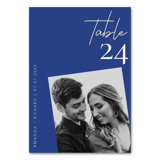 Moderne foto magie: koningsblauwe bruiloft kaart (Voorkant)