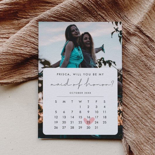 Moderne Foto Maid of Honor voorstel Kalender Kaart