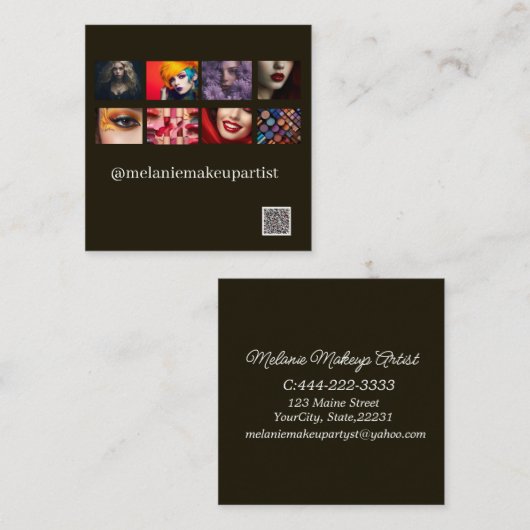 Moderne Foto Make-up Artiest met QR-code Vierkante Visitekaartje (Voorkant / Achterkant)