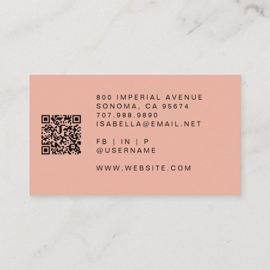 Moderne foto make-up artist QR-code Visitekaartje (Achterkant)