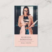 Moderne Foto Makelaar Blush Visitekaartje (Voorkant)