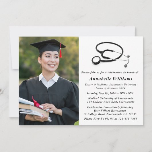 Moderne Foto MD Doctor Graduation Party Kaart (Voorkant)