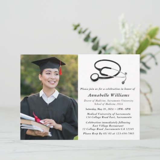 Moderne Foto MD Doctor Graduation Party Kaart (Staand voorkant)