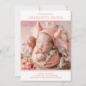 Moderne foto meisje geboorte aankondiging (Voorkant)