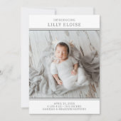 Moderne foto meisje geboorte aankondiging (Voorkant)