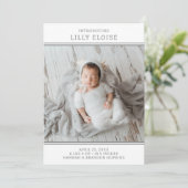 Moderne foto meisje geboorte aankondiging (Staand voorkant)