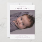 Moderne foto meisje geboorte aankondiging (Voorkant)