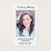 Moderne foto Memorial Funeral Prayer Kaart (Voorkant)