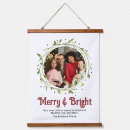 Moderne foto Merry & Bright Script Wreate Hangend Wandkleed