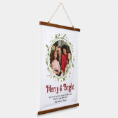 Moderne foto Merry & Bright Script Wreate Hangend Wandkleed (Gebogen)