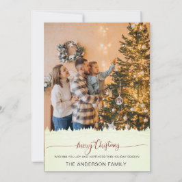 Moderne foto Merry Christmas White Trees Feestdage Kaart