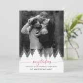 Moderne foto Merry Christmas White Trees Feestdage Kaart (Staand voorkant)