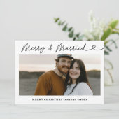 Moderne foto Merry & Getrouwde Pas getrouwd Kerst Feestdagenkaart (Staand voorkant)