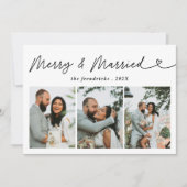 Moderne foto Merry & Getrouwde Pas getrouwd Kerst Feestdagenkaart (Voorkant)