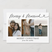 Moderne foto Merry & Getrouwde Pas getrouwd Kerst Feestdagenkaart (Voorkant)