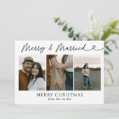 Moderne foto Merry & Getrouwde Pas getrouwd Kerst Feestdagenkaart (Staand voorkant)