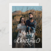 Moderne foto Merry Kerstelegant script Holi Feestdagenkaart (Voorkant / Achterkant)