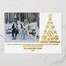 Moderne foto Merry Woofmas Gold Foil Vakantie Kaar Folie Feestdagenkaart