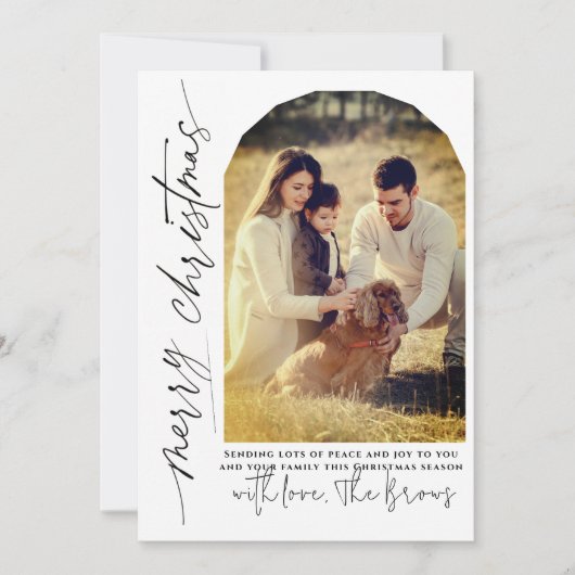 Moderne foto met boog feestdagenkaart (Voorkant)