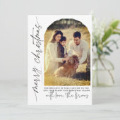 Moderne foto met boog feestdagenkaart (Staand voorkant)