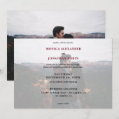 Moderne foto met bordeauxrood bruiloft - Horizonta Kaart (Voorkant / Achterkant)