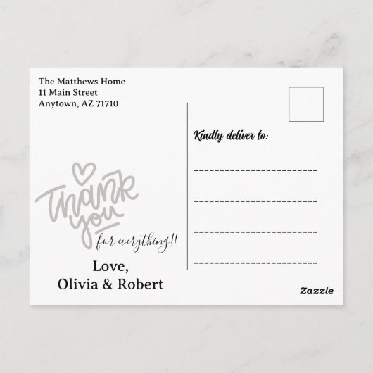 Moderne foto met briefing Dank u Briefkaart (Achterkant)