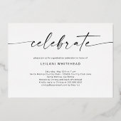 Moderne foto met briefterig Afstuderen wit Folie Uitnodiging (Achterkant)