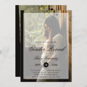 Moderne Foto met Chic Script Gender onthullen Part Kaart (Voorkant / Achterkant)