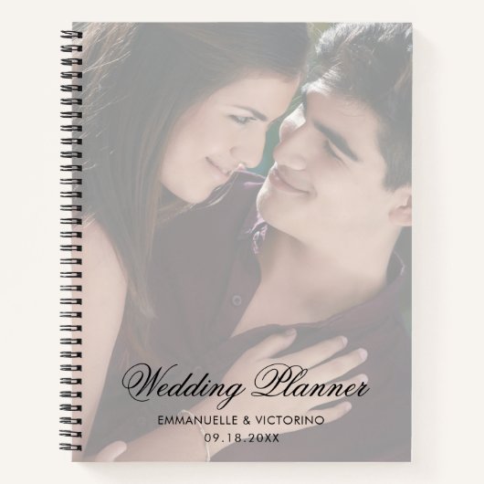 Moderne foto met Elegant Script Wedding Planner Notitieboek (Voorkant)